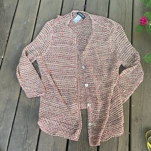 Jones New York Collection Crochet Button Up Cardigan